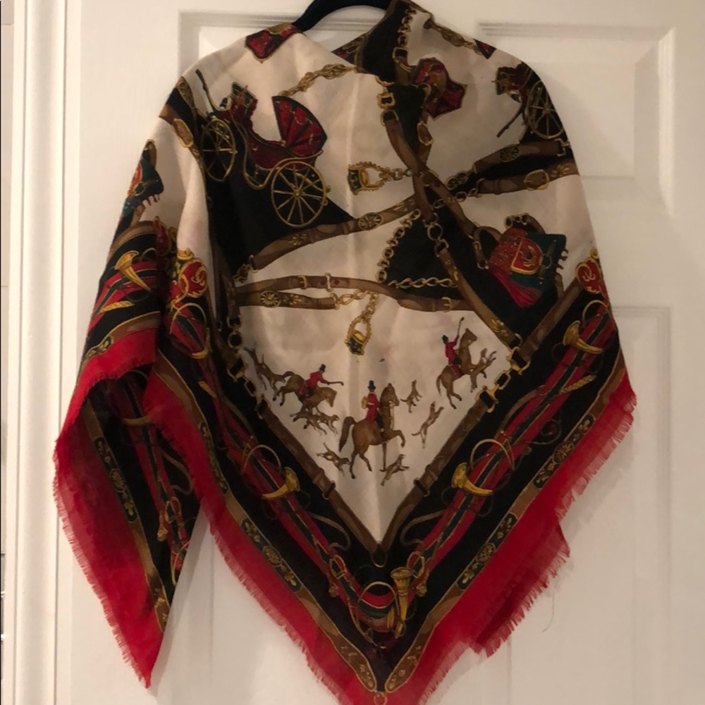Morgan Taylor Carriage Print Scarf with Red and Black Details
